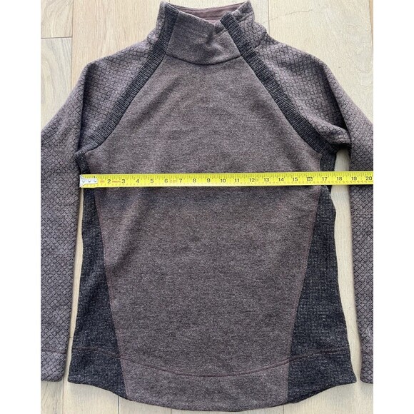 prAna Womens Brandie Wool Blend Pullover Sweater Taupe Brown Snap Collar Size M - Picture 3 of 8